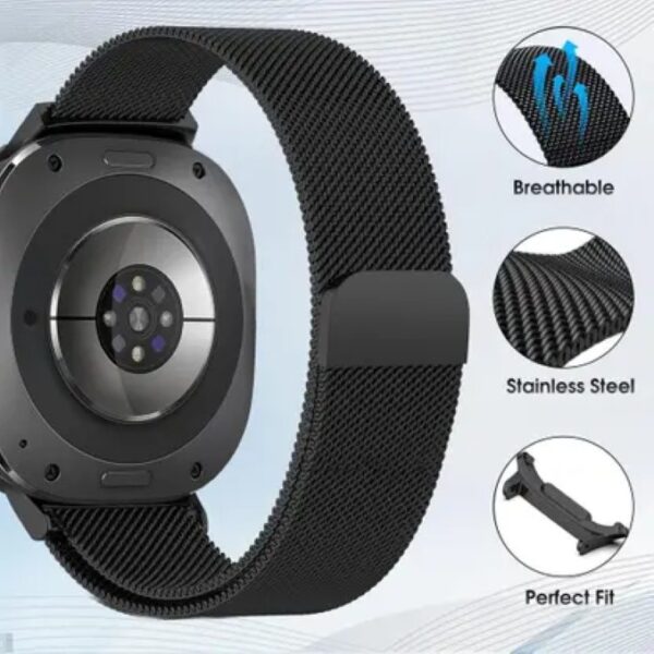 Sannidhi Stainless Steel Mesh Magnetic Band for Galaxy Watch 47mm Smart Watch Strap